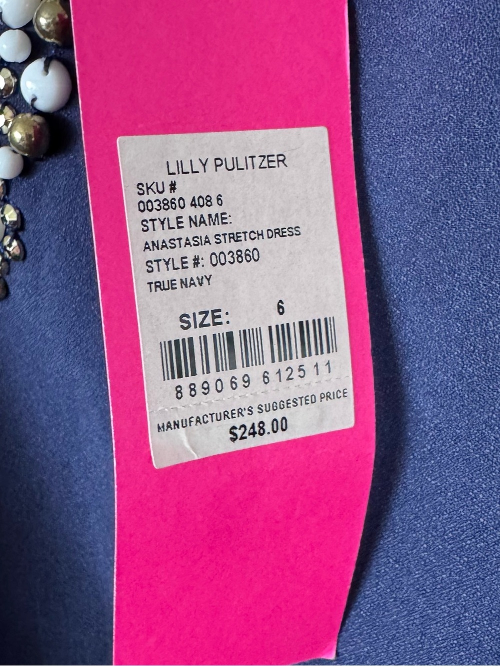 Lilly Pulitzer Anastasia Stretch Dress True Navy Size 6 NWT - Picture 12 of 15